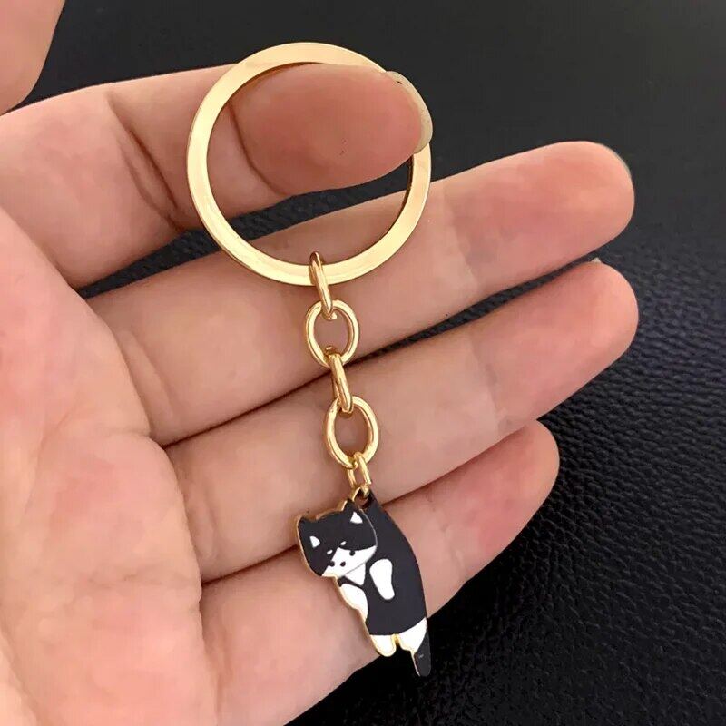 Cute Cat Pet Golden Keychain Key Ring