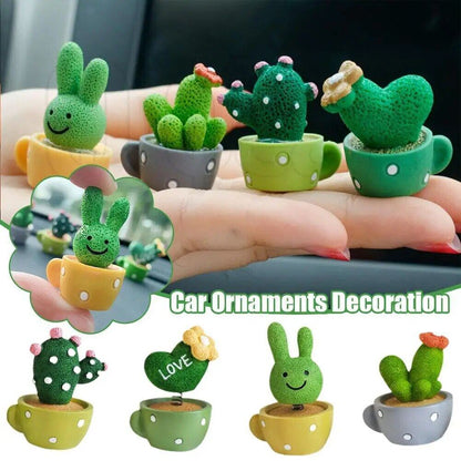 Resin Cactus Ornaments Mini Potted Car Ornaments