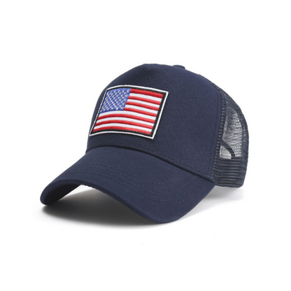 American Flag PAtch Breathable Mesh Hat With Adjustable Strap - USA