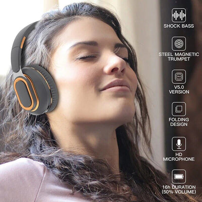 Audio de alta resolución: auriculares Bluetooth inalámbricos plegables con micrófono y puerto auxiliar 