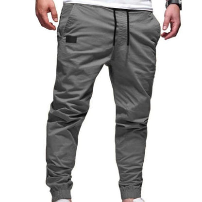 Pantalones con cordón para uso diario, ajustados, informales, de algodón, para hombre