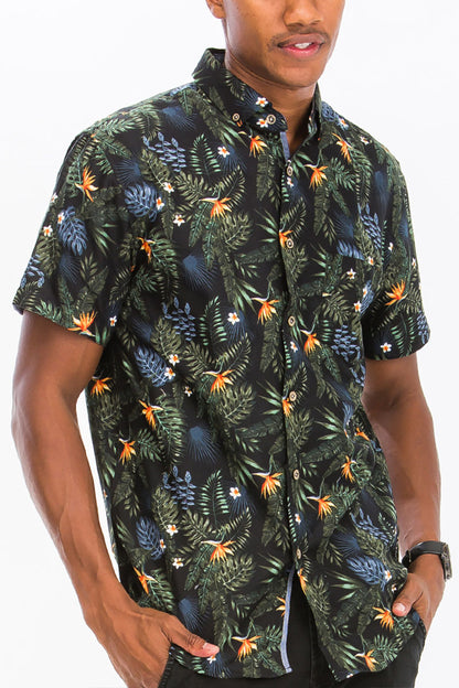 Camisa hawaiana de manga corta con estampado digital