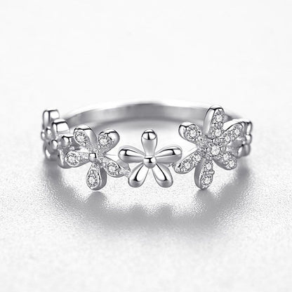 Sterling Silver Daisy Ring Female Fashion Luxury Ring