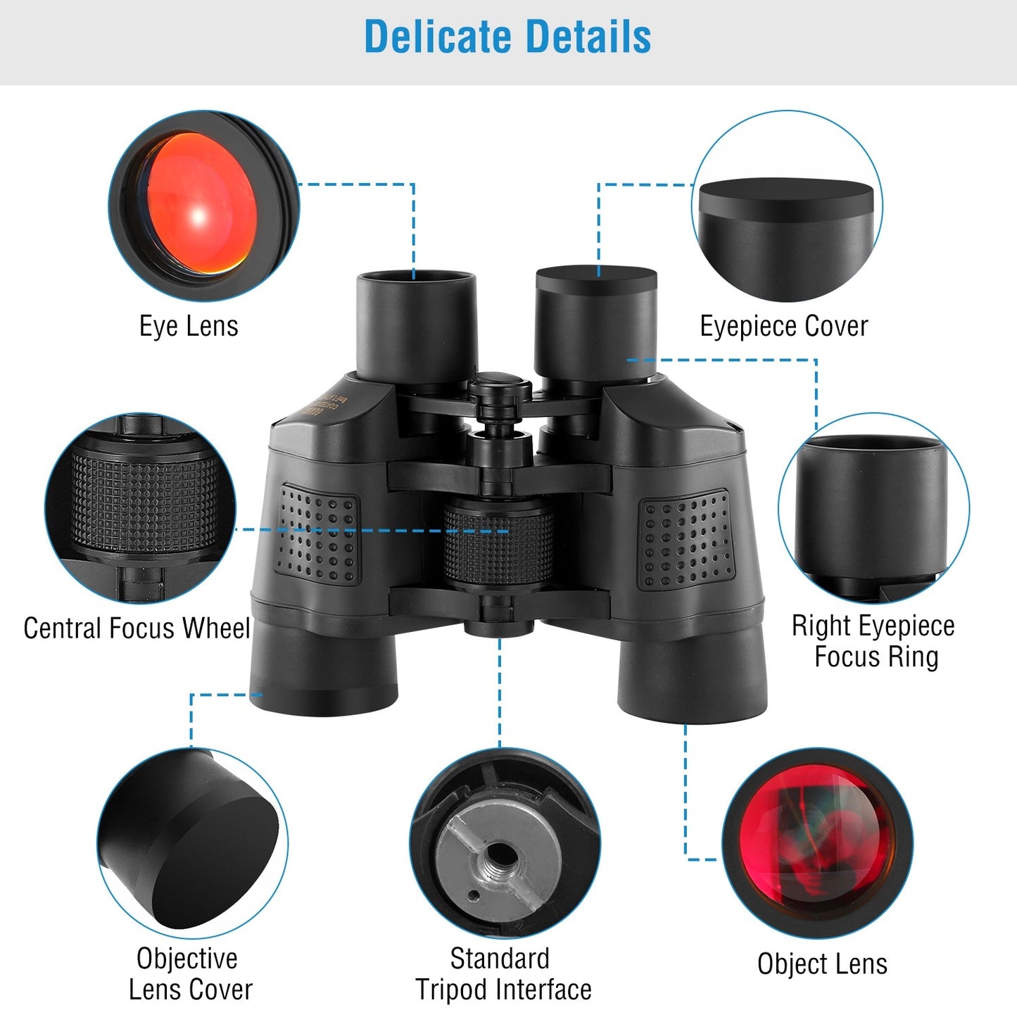 Binoculares de enfoque manual con lente HD FMC Aumento de 60x: observación de aves, caza y eventos deportivos