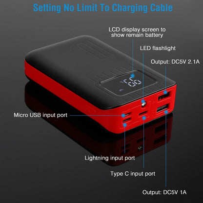 10,000mAh Portable Power Bank - Dual USB Charge Ports with LCD Display &  Emergency Flashlight
