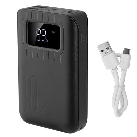 10,000mAh Portable Power Bank - Dual USB Charge Ports with LCD Display &  Emergency Flashlight