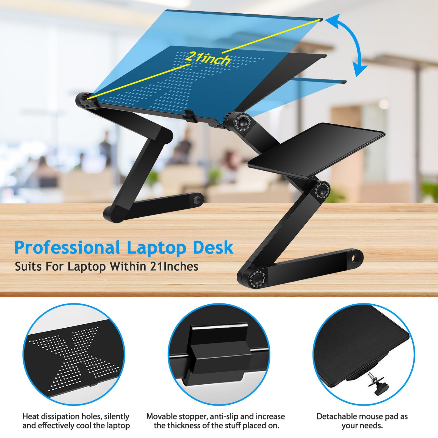 Foldable Laptop Table Desk Stand with Mouse Board