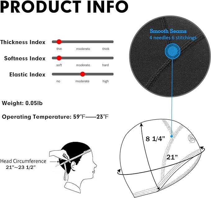 Gorro térmico ligero para correr con forro para casco de ciclismo que absorbe el sudor