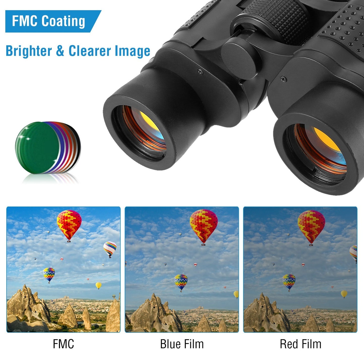 HD FMC Lens Manual Focus Binoculars 60x Magnification - Bird Watching, Hunting, and Sports Events