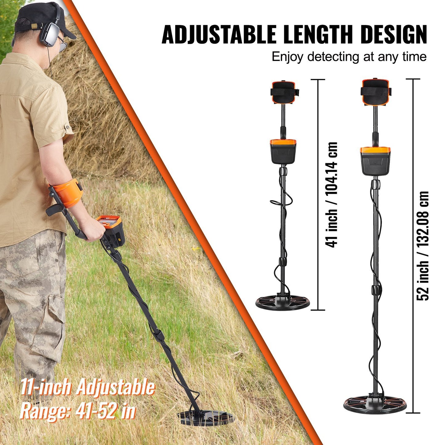 VEVOR Metal Detector Bundle - Waterproof Search Coil with LCD Display, Adjustable , Smart DSP Chip Higher Accuracy Detection