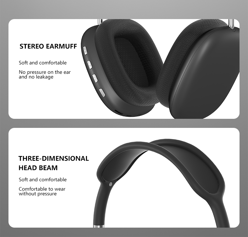 P9 Pro Wireless Bluetooth 5.1 Headphones Muffs HiFi Quality Stereo Acoustic Noise Cancelling