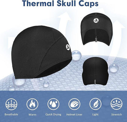 Lightweight Thermal Skull Cap Running Beanie - Sweat Wicking Cycling Helmet Liner