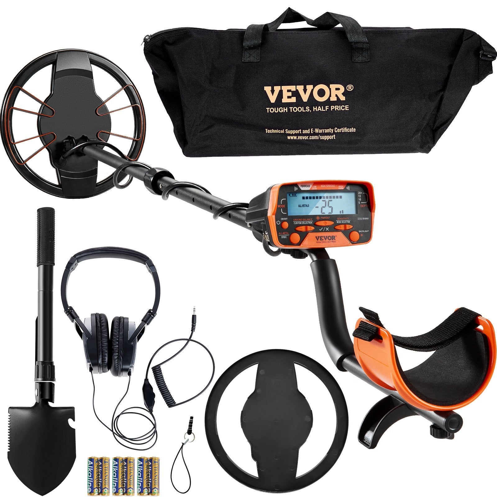 VEVOR Metal Detector Bundle - Waterproof Search Coil with LCD Display, Adjustable , Smart DSP Chip Higher Accuracy Detection