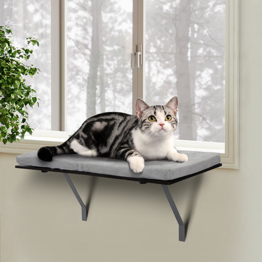 Mounted Window Cat Shelf Bed with Velvet Cushion