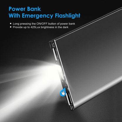 Ultra-Thin 20000mAh Power Bank Charger + Emergency Flashlight Feature