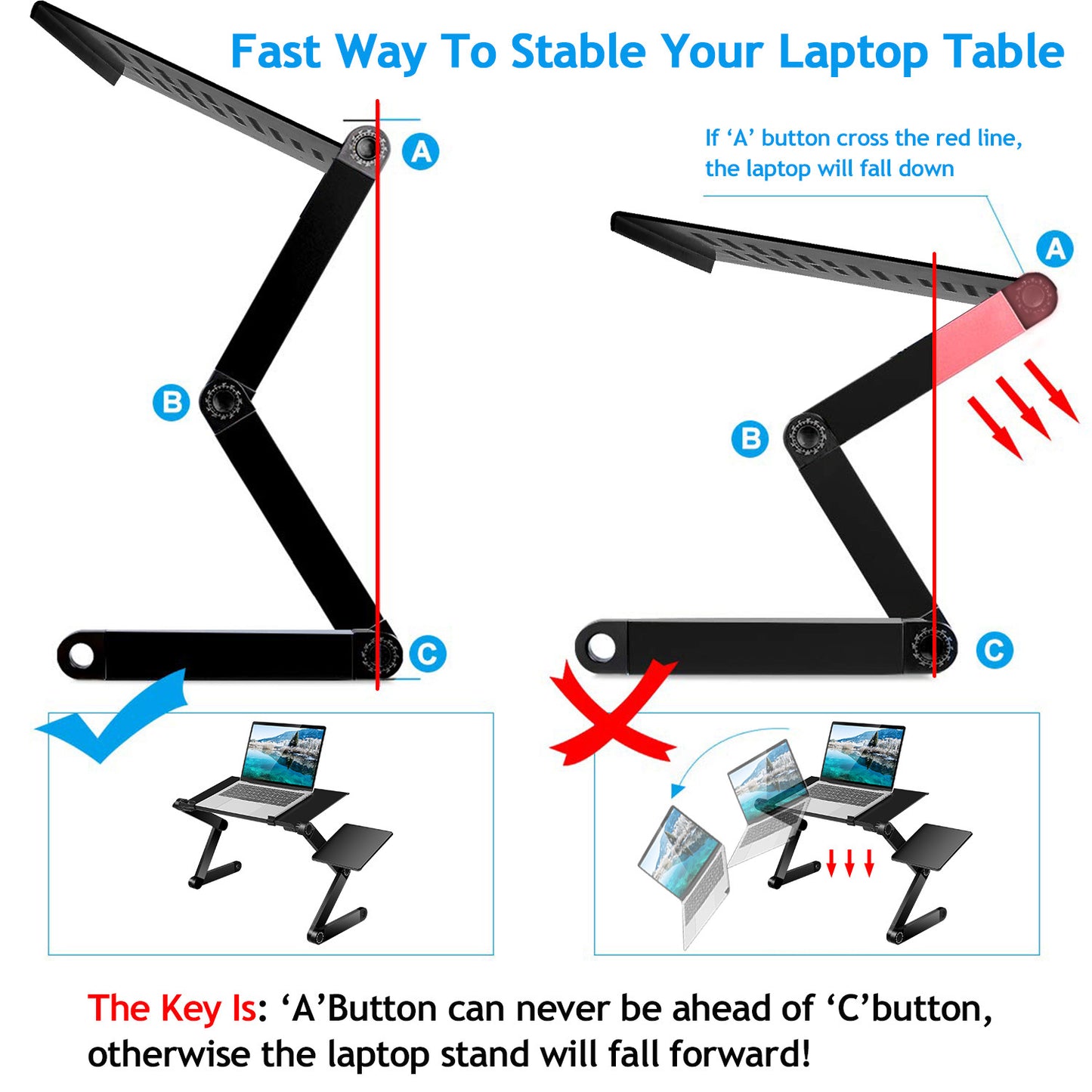 Soporte de escritorio para mesa plegable para computadora portátil con tablero para mouse