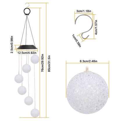 Solar Powered String Light LED RGB Ball Wind Chime Patio-Garden Decor