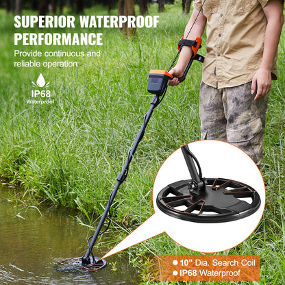 VEVOR Metal Detector Bundle - Waterproof Search Coil with LCD Display, Adjustable , Smart DSP Chip Higher Accuracy Detection