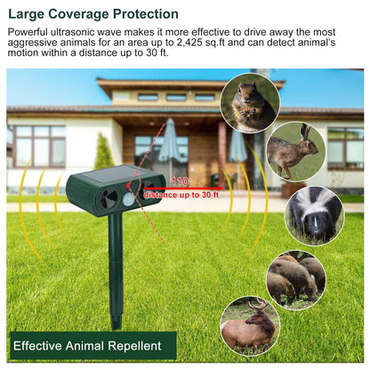 Outdoor Solar Powered Ultrasonic Motion Sensor Animal Repeller