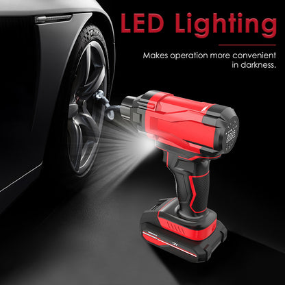 Rechargeable 150PSI Cordless Car Tire Pump Inflator 6000mAh - 12V Air Compressor with LED Light