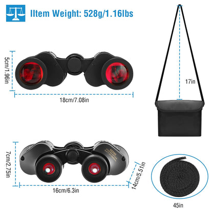 Binoculares de enfoque manual con lente HD FMC Aumento de 60x: observación de aves, caza y eventos deportivos