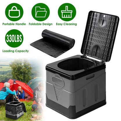 Portable Toilet with Carry Bag Foldable Emergency Toilet with Lid Trash Bags Camping Toilet Foldable Toilet for Car Indoor Outdoor Commode Travel Toilet Portable Toilet for Camping,Tent,Hiking,Boating