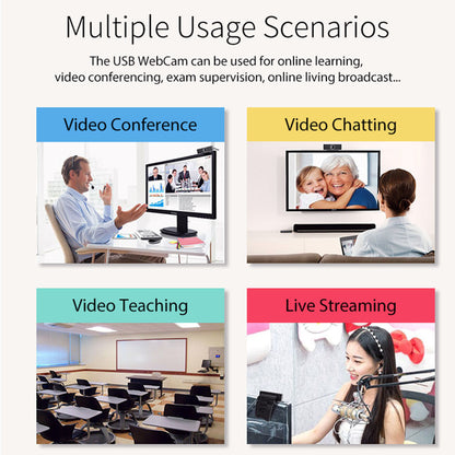 Cámara web FHD 1080P, USB, enfoque automático, micrófono reductor de ruido, resolución de pantalla ancha de 60 grados