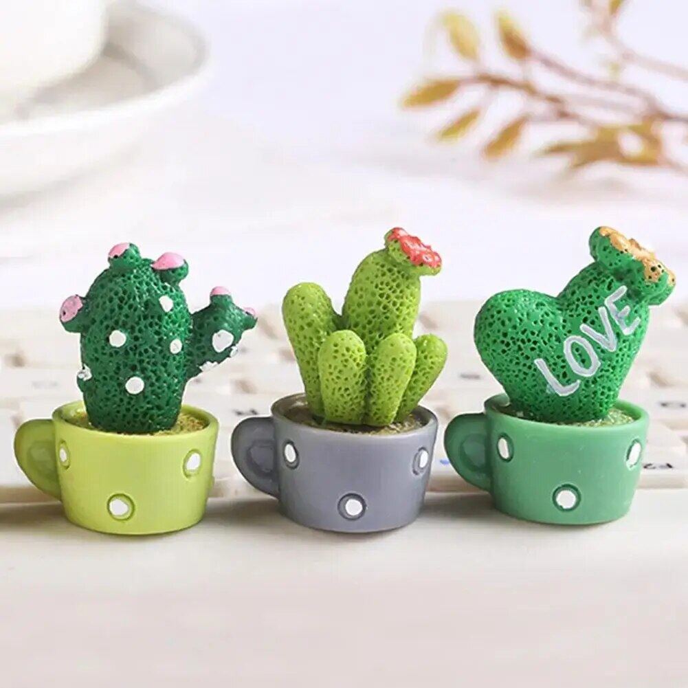 Adornos de cactus de resina Mini adornos de coche en maceta