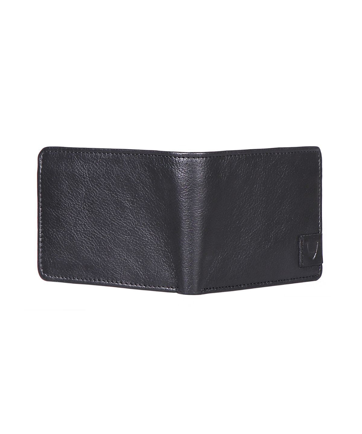 RFID Blocking Buffalo Black Leather Slim Bifold Wallet