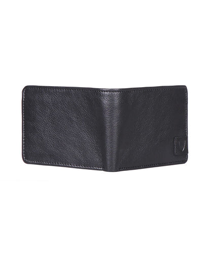 Billetera plegable delgada de cuero negro Buffalo con bloqueo RFID