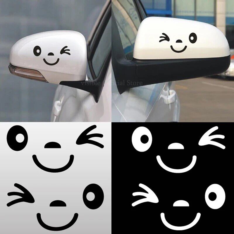 2 pegatinas para coche con cara sonriente de Winky de 11 cm x 5 cm