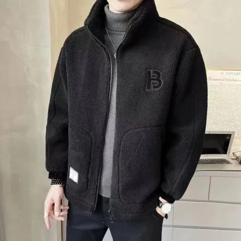 Korean Style Cashmere Cotton-Padded Coat for Men