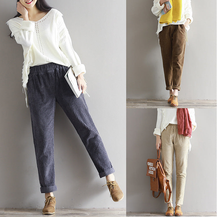 Women's Corduroy Fabric Casual Pants