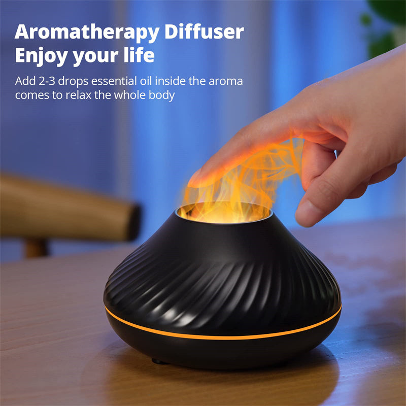 Mini Volcanic Flame Aroma Diffuser Humidifier Lamp 130ml USB