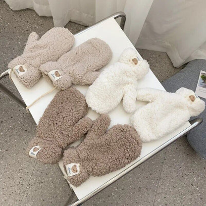 One Size Soft Cozy Plush Bear Hand Mittens