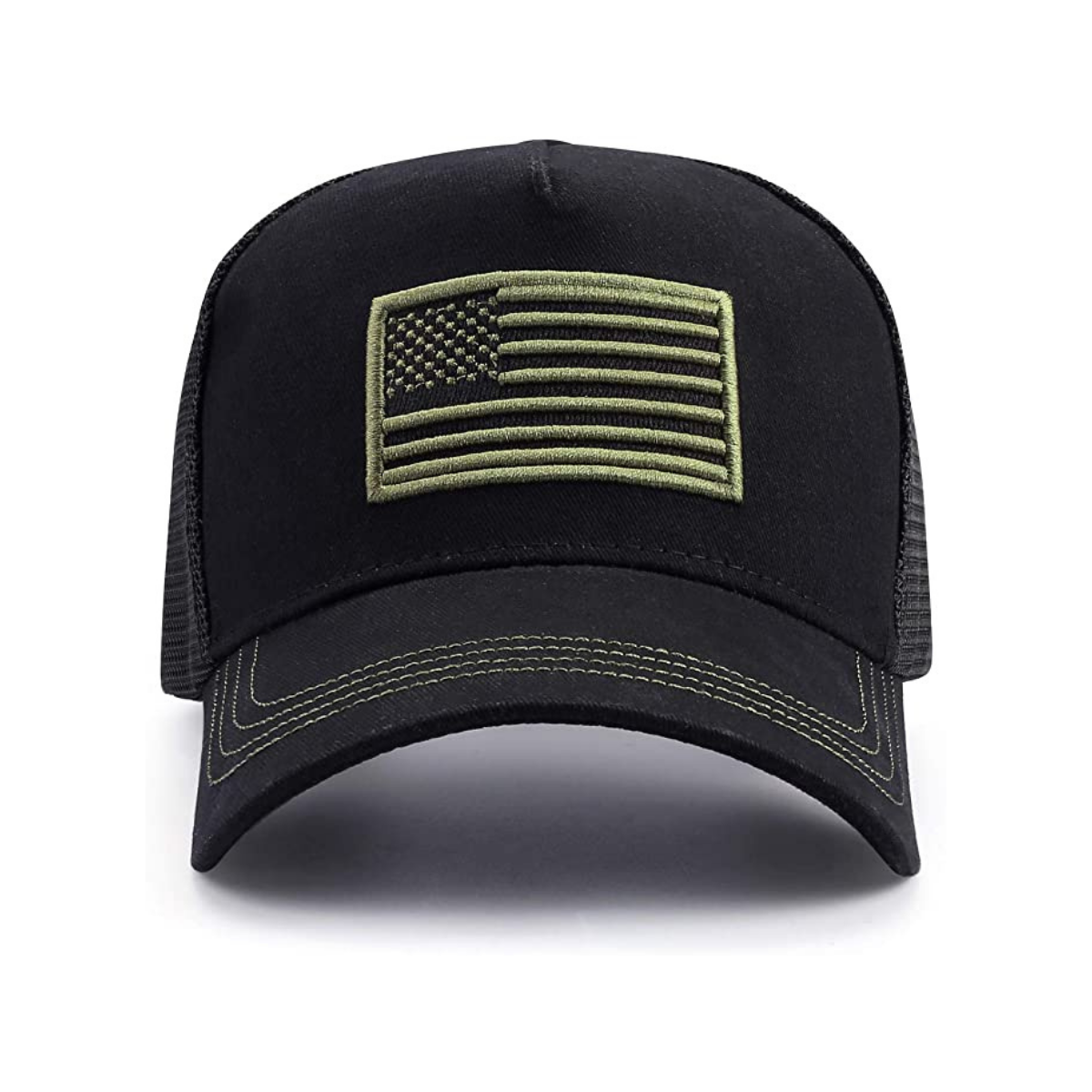 American Flag PAtch Breathable Mesh Hat With Adjustable Strap - USA