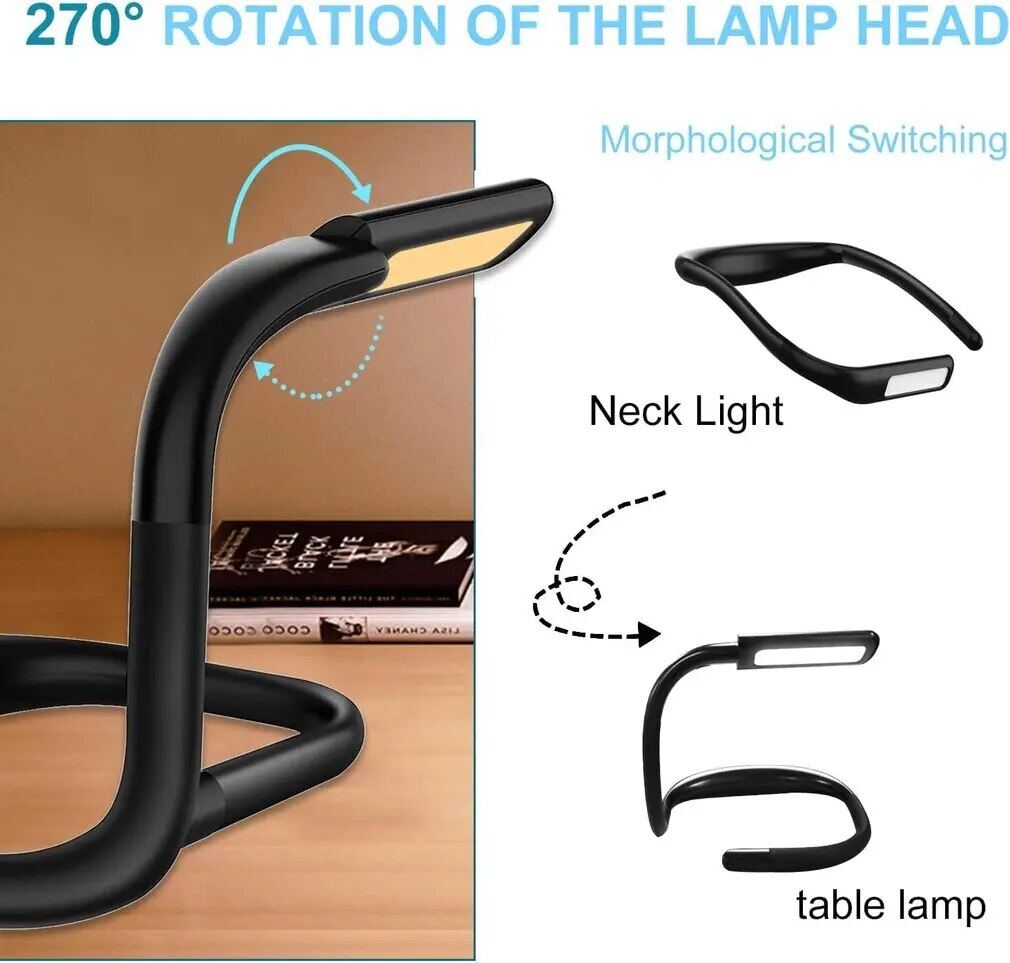 Multi-Use Flexible Neck Reading Light USB Rechargeable Adjustable Brightness