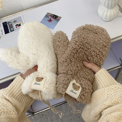 One Size Soft Cozy Plush Bear Hand Mittens