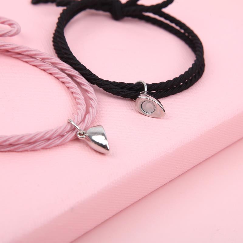 Couple's Magnetic Heart Pendant Bracelet