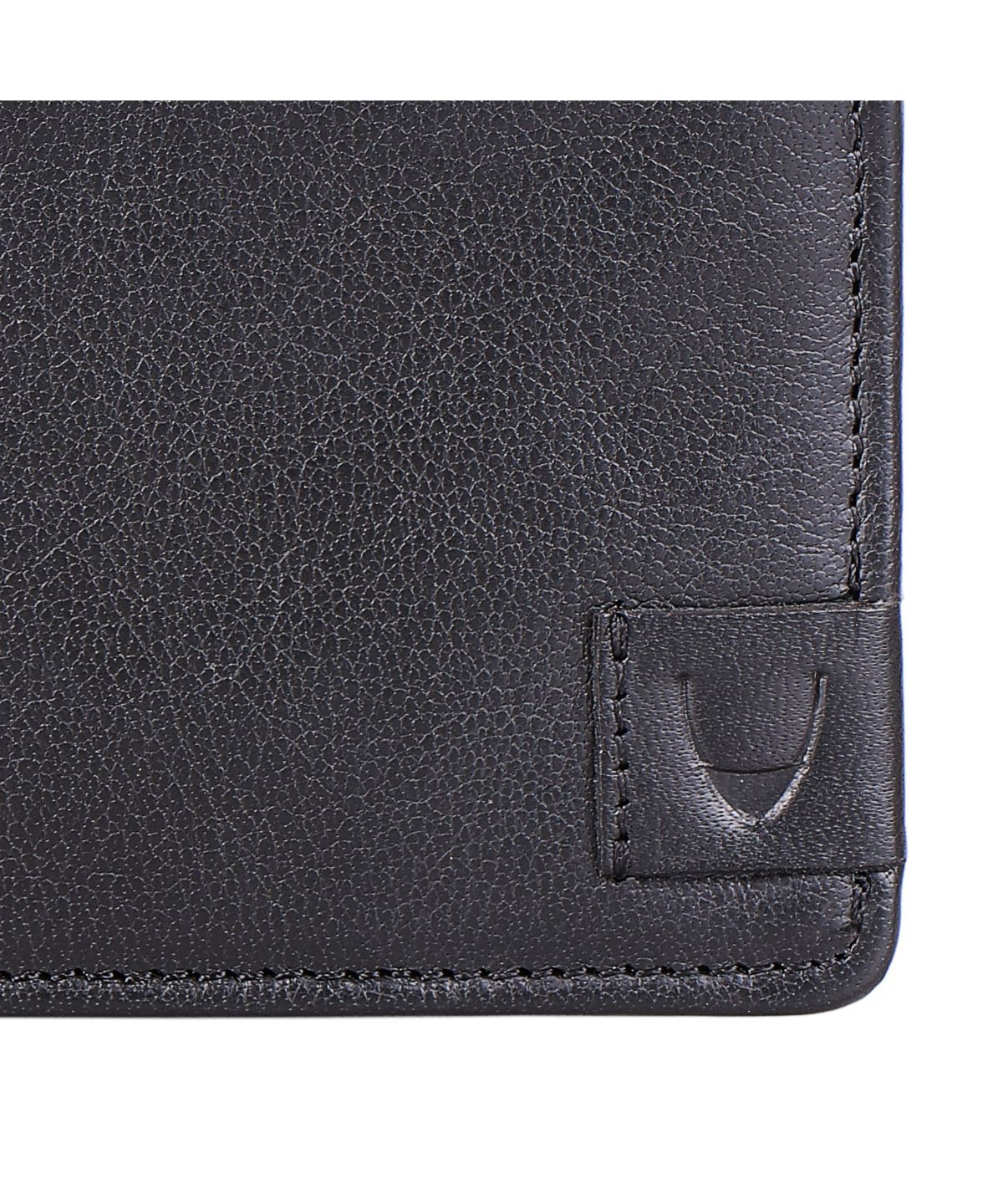 Billetera plegable delgada de cuero negro Buffalo con bloqueo RFID