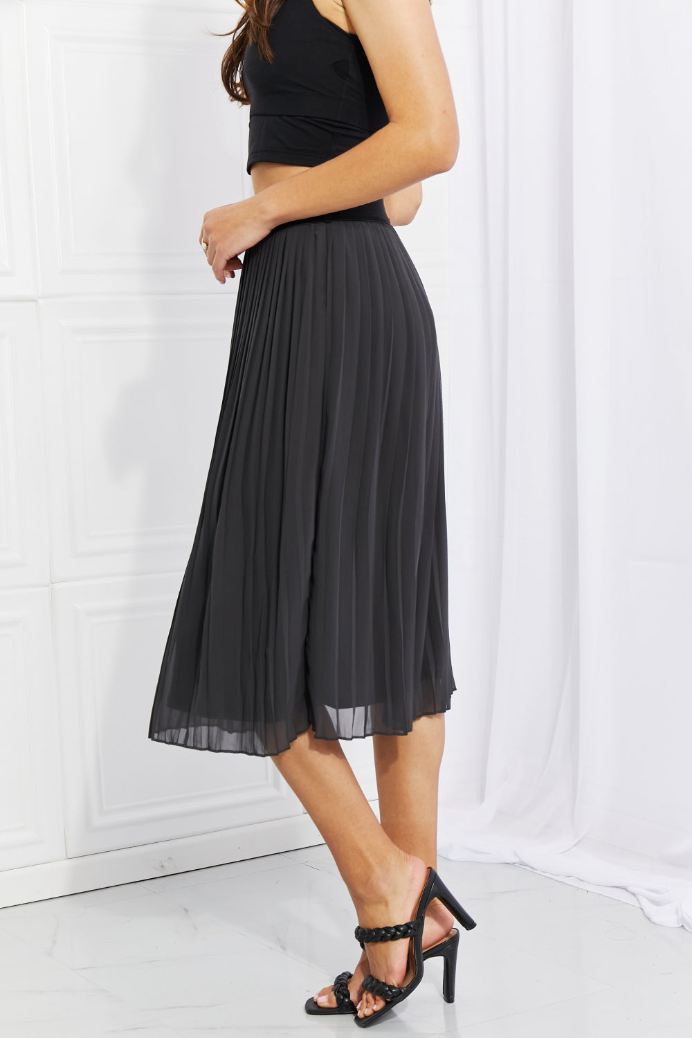 Zenana Midi Pleated Chiffon Skirt