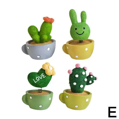 Resin Cactus Ornaments Mini Potted Car Ornaments