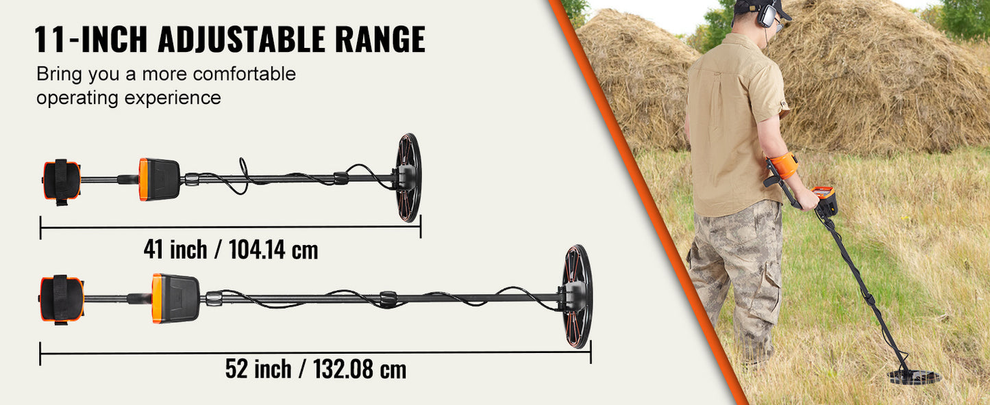 Paquete de detector de metales VEVOR: bobina de búsqueda resistente al agua con pantalla LCD, ajustable, chip DSP inteligente, detección de mayor precisión